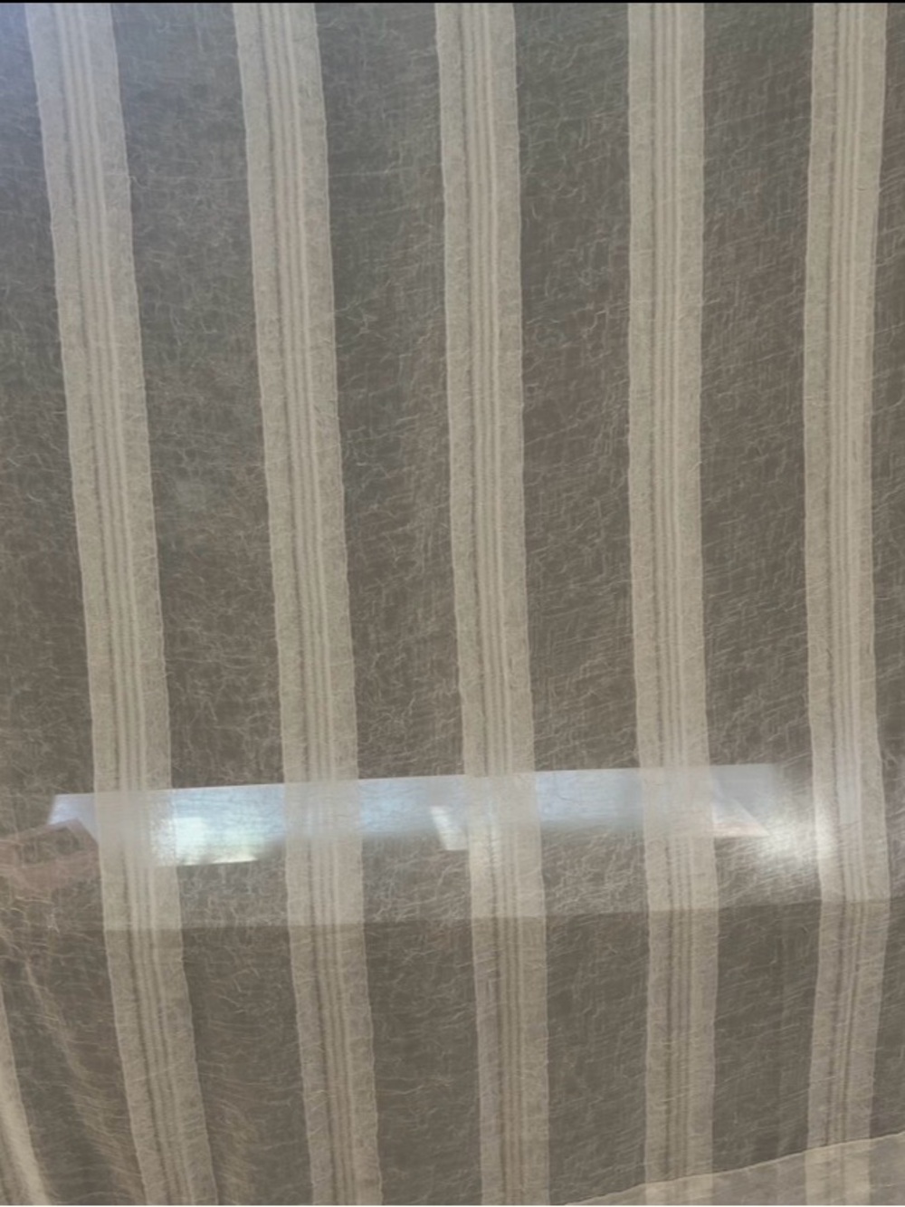3 Pc Sheer Crush Window Beige Curtain 2 Panel and 1 Scarf  Rod Pocket - Picture 5 of 7